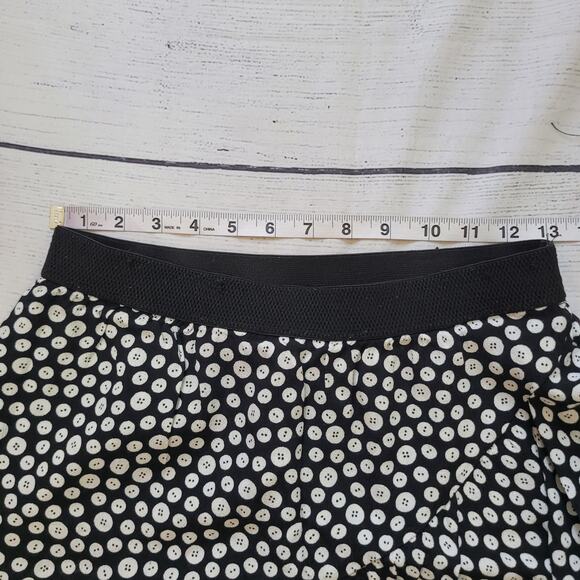Maeve Size S Anthropologie Paulista Black White Button Print Flare Mini Skirt - Picture 5 of 9